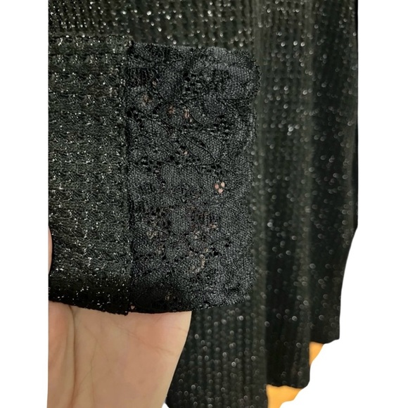 LOGO by Lori Goldstein Metallic Waffle Mock Neck Top Size S - Picture 8 of 10